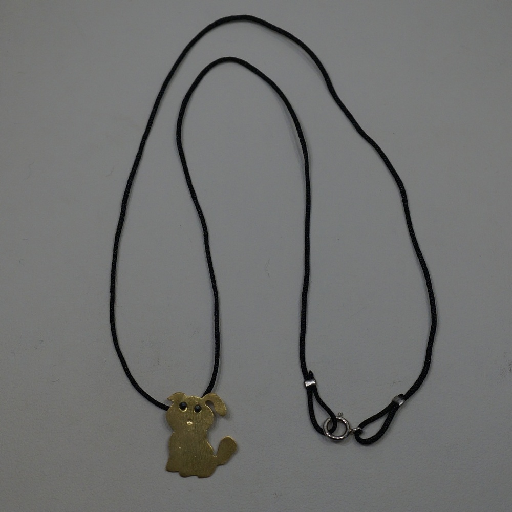 Sterling Silver & Gold Plated Dog Pendant W/Cord - Picture 3 of 7